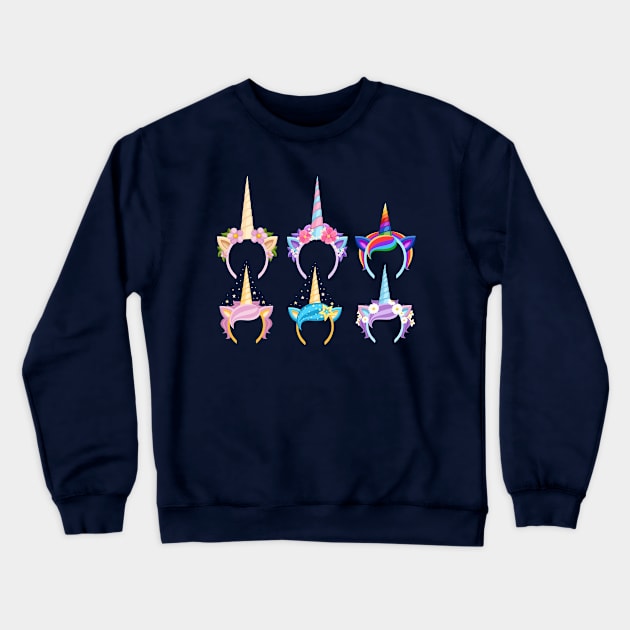 Unicorn Tiaras collection Crewneck Sweatshirt by Mako Design 